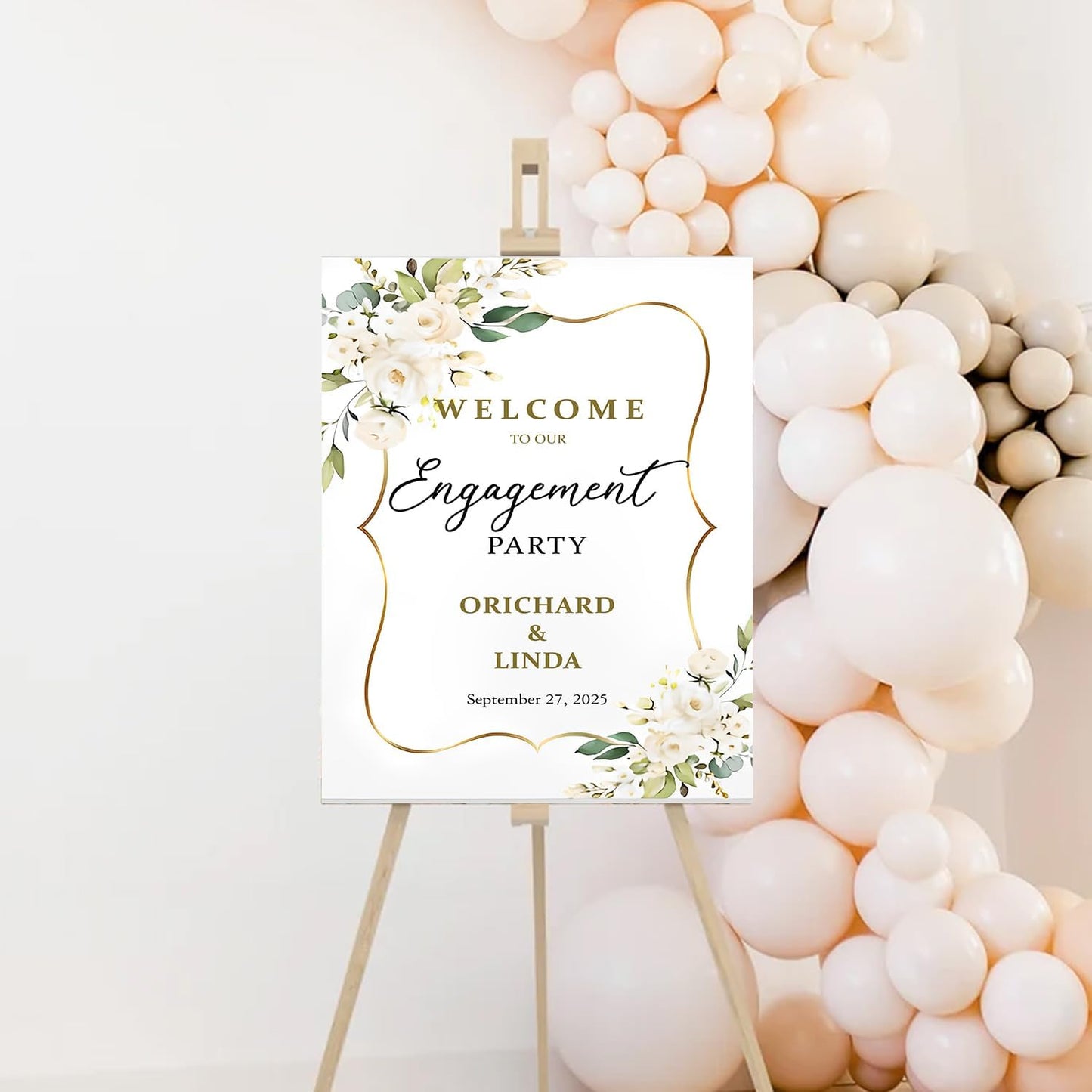 We're Engaged Sign, Greenery Engagement Signs For A Party, Engagement Party Gifts For Couples, Classy Engagement Decorations, Engagement Party Decorations