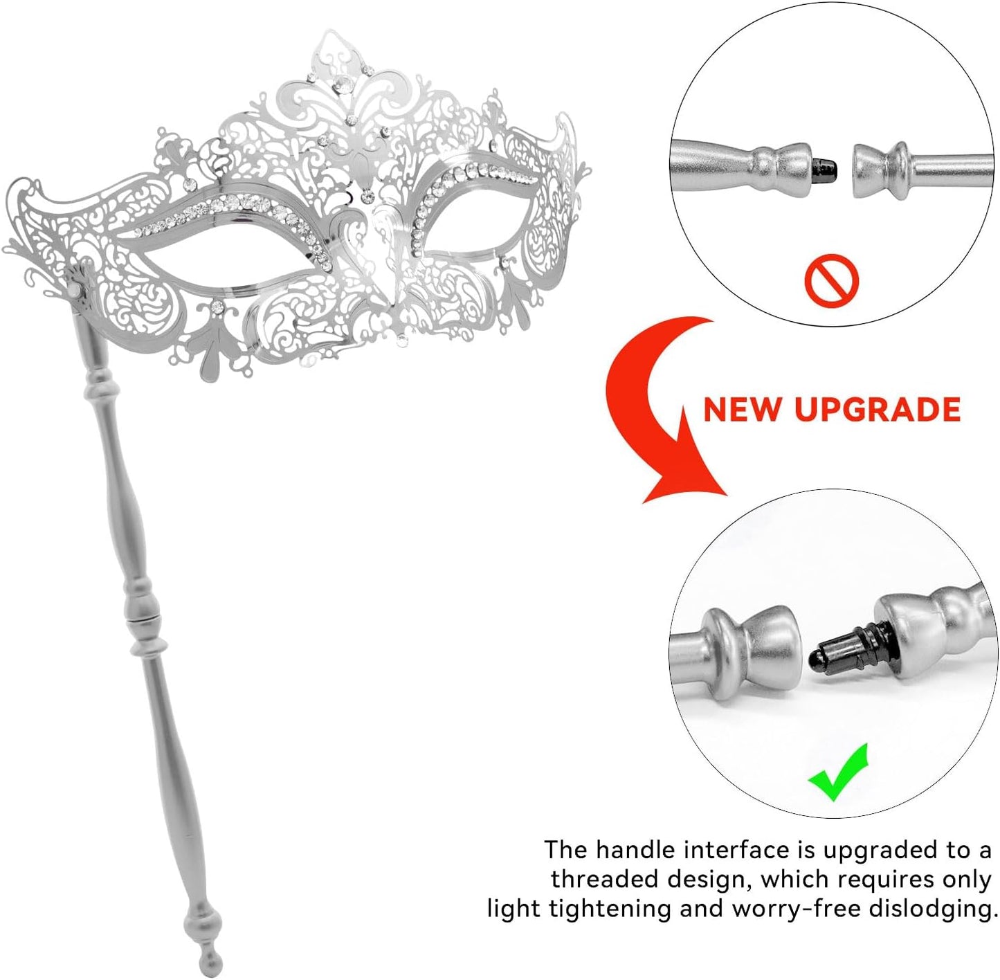 Coddsmz Masquerade Mask with Stick Venetian Mask Mardi Gras Decorations for Womens Halloween Costume Mask