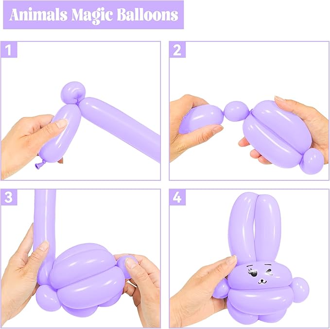 260 Long Balloons 100 Pack Pastel Purple Twisting Animal Balloons Thickening Latex Modeling Long Magic Balloons for Animal Model Weddings Birthdays Festival Party Decorations