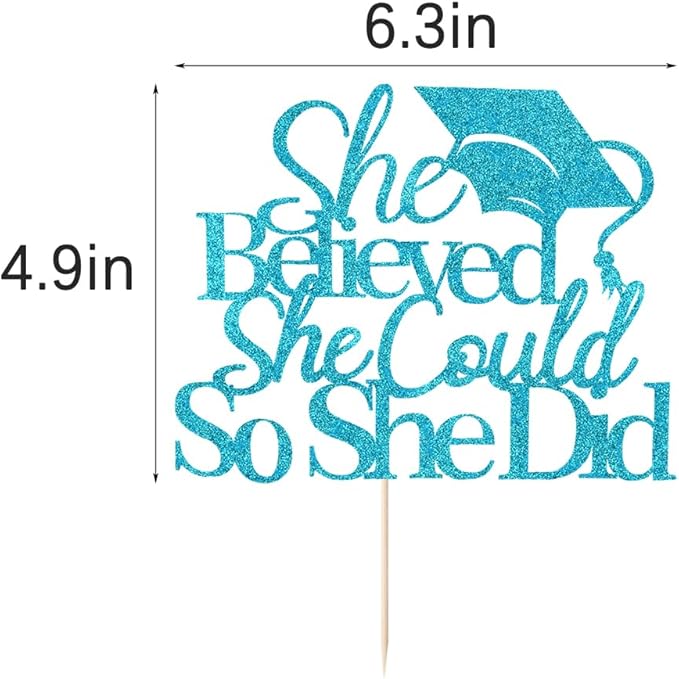 She Believed She Could So She Did Cake Topper,2026 Graduation Cake Topper,Cake Decorations for Girls,2026 High School/College/University Graduation