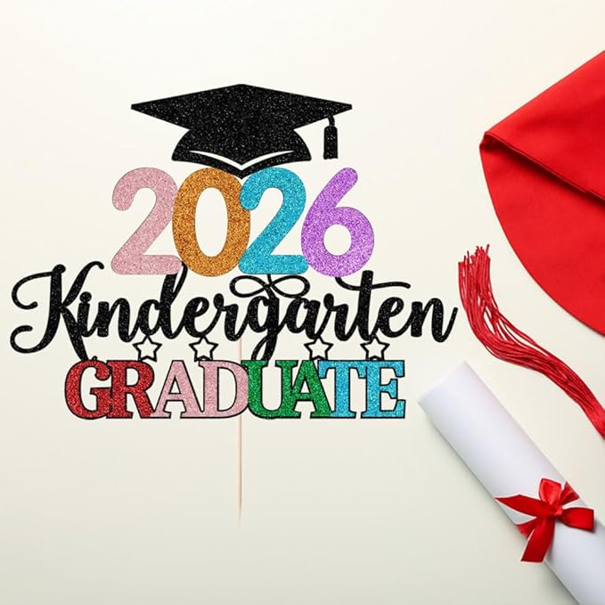 Kindergarten Grad Cake Topper,2026 Graduation Cake Topper,Peace Out Kindergarten Next Stop 1st Grade cake Decorations,2026 Kindergarten Graduation Party Decorations Supplies