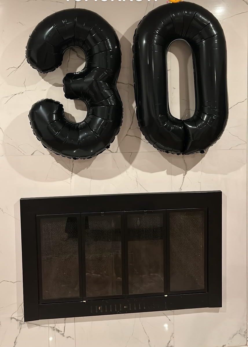 Smlpuame 40 inch Number Balloon 0-9 Black Large Number 30 Balloons,Digital Balloons for Birthday Party Celebration Decorations Supplies, Helium Foil Number Balloons for Wedding Anniversary