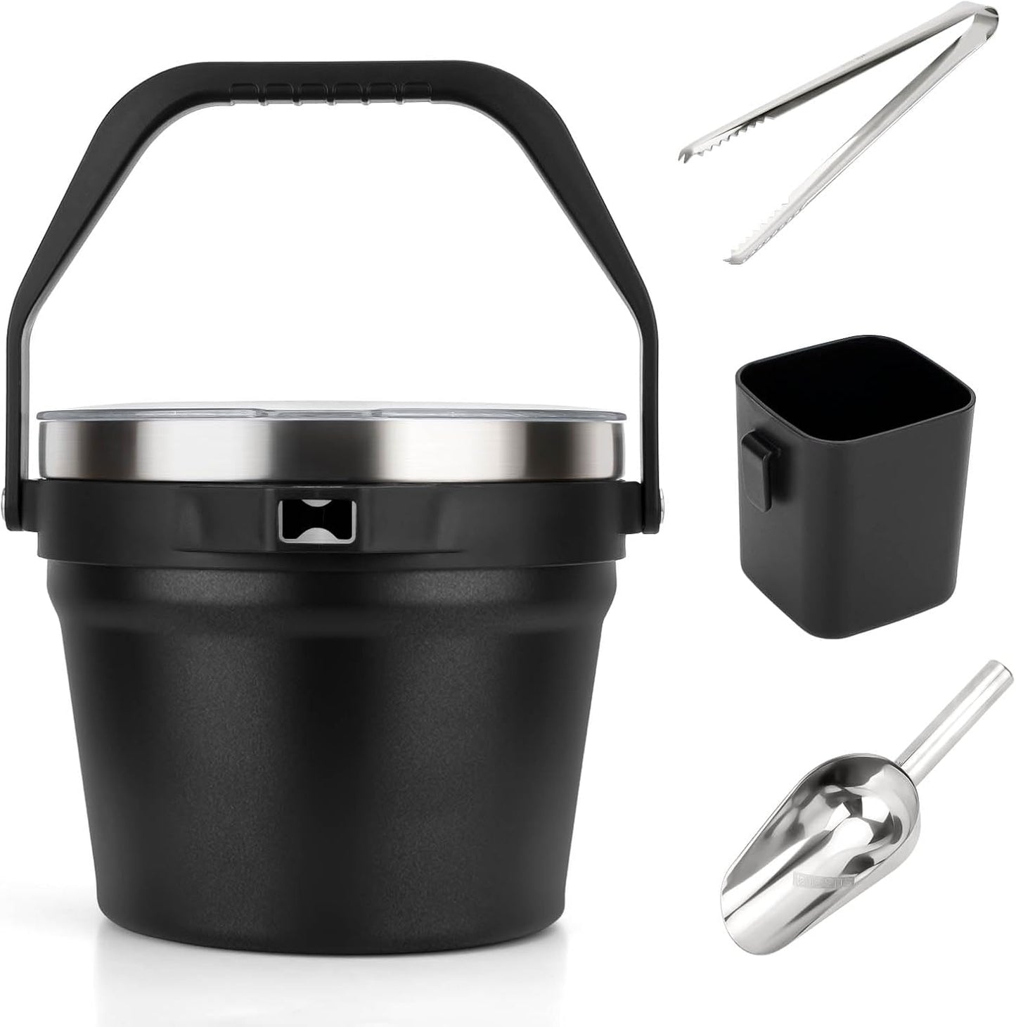7.5L Insulated Ice Bucket with Lid, Scoop & Tongs, Large Stainless Steel Double-Wall Beverage Cooler, Holds 6 Beer Bottles or 3 Wine Bottles, Great for Parties, BBQ, Bar, Outdoor Events/256oz