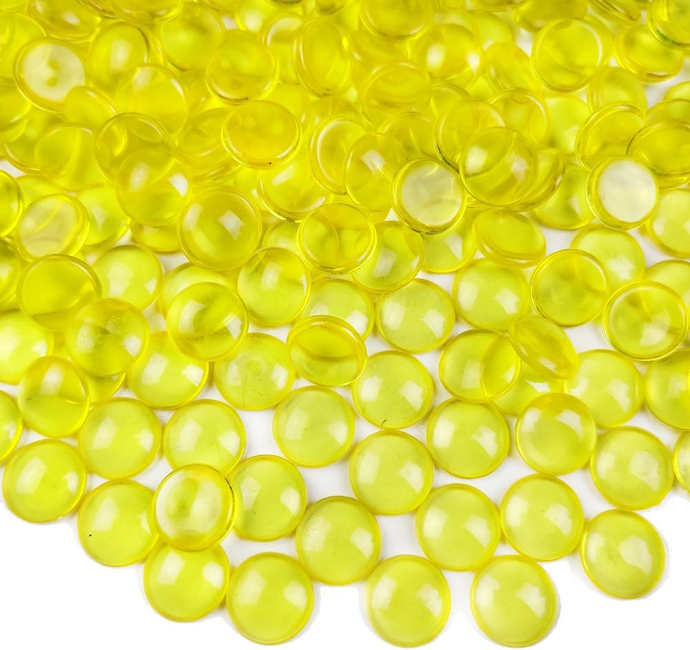HappyFiller Bright Lemon Yellow Summer Fall Decoration 630 Pcs Acrylic Flat Marbles Decorative Gems Fake Gemstones for Vase Fillers,Party Decor,Wedding Centerprises,Floral,Aquarium Fish Tank