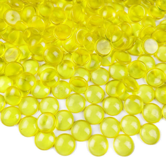 HappyFiller Bright Lemon Yellow Summer Fall Decoration 630 Pcs Acrylic Flat Marbles Decorative Gems Fake Gemstones for Vase Fillers,Party Decor,Wedding Centerprises,Floral,Aquarium Fish Tank