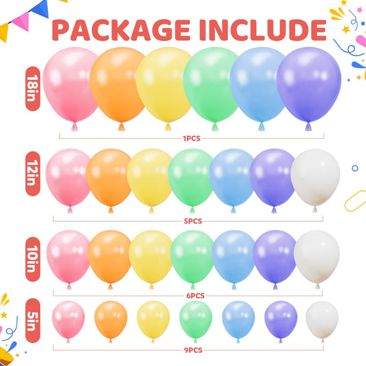 Labeol Pastel Rainbow Balloons Different Sizes 146PCS 18/12/10/5 Inch Rainbow Balloon Garland Arch Kit Quality Latex Balloons Assorted Colors Decorations for Birthday Party Baby Shower Wedding