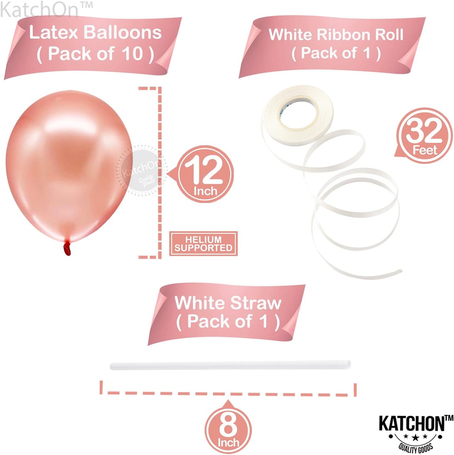KatchOn, Bride Balloons Rose Gold Set - 16 Inch, Pack of 15 | Bachelorette Party Decorations | Rose Gold Bride Balloon | Bridal Shower Decorations, Bachelorette Balloons