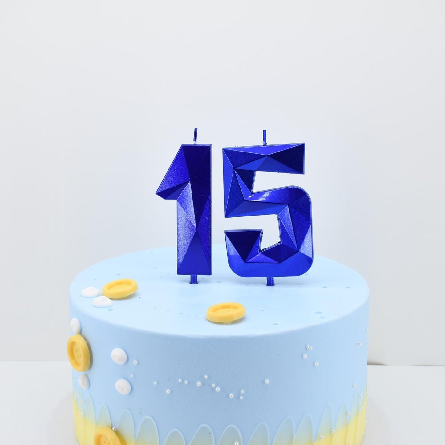 DERVENTA Birthday Candles Big Numbers 3D Blue 3.7 inch Party Cake Topper 1 Piece (Number 14 Blue)