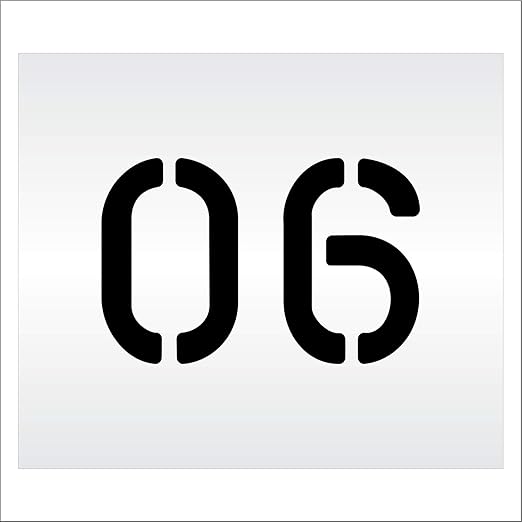 Pavement, Curb, and WheelStop Stencils - 6 inch Double Number Stencil - (06) - 6" x 9" x 1/16" (63 mil) - Light-Duty