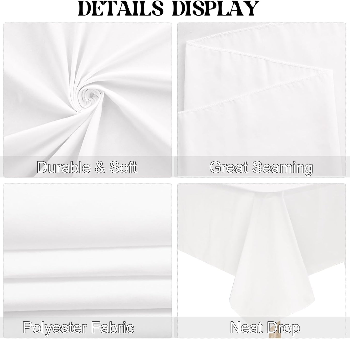 3 Pack Rectangle White Table Cloth Bulk Washable Polyester Table Cover for Wedding Dining Table Buffet Parties Banquet Decoration（60x102Inch, White）