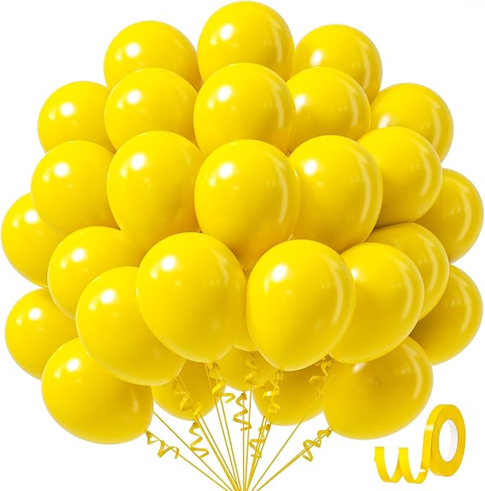 Yellow Balloons 12 inch, Yellow Latex Balloons 50pcs Party Balloons for Baby Shower Sunflower Bee Wedding Birthday Party Decorations