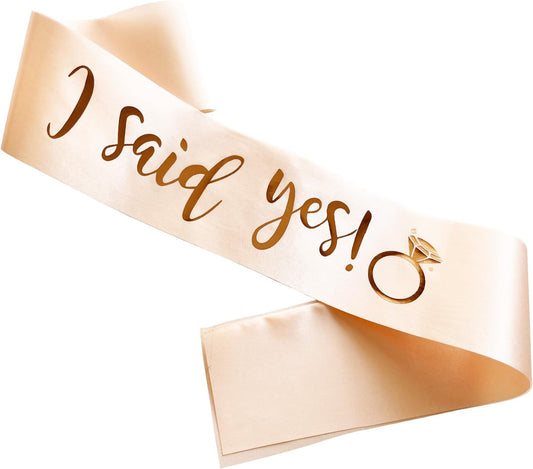 I Said Yes Sash Rose Gold,Engagement Proposal Bachelorette Party Sash for Bridal Shower Wedding Party Favors Accessories Supplies Engagement Gifts for Bride to Be,Rose Gold