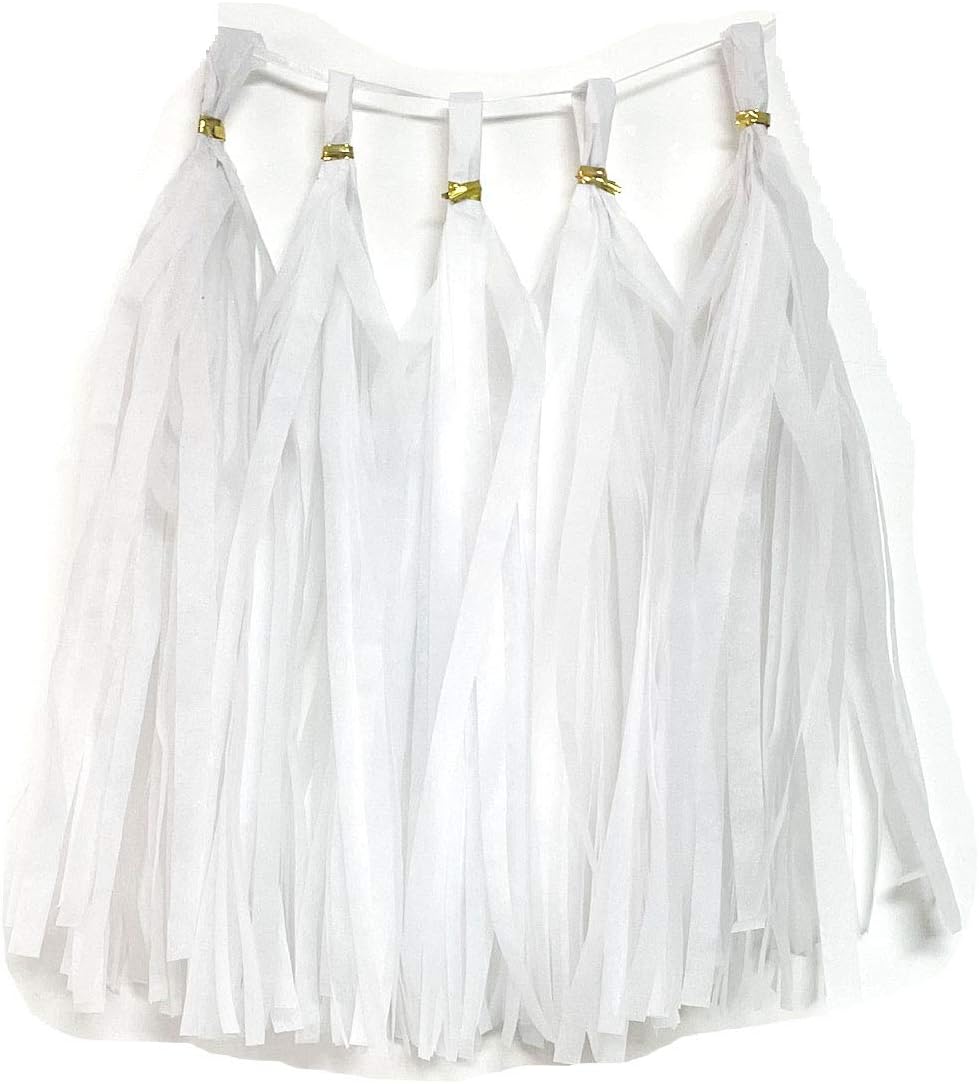 Tissue Paper Tassels Garland Banner Table Decor Party Banner Wedding Birthday Baby Shower Nursery Party Decorations Supplies (20, White)