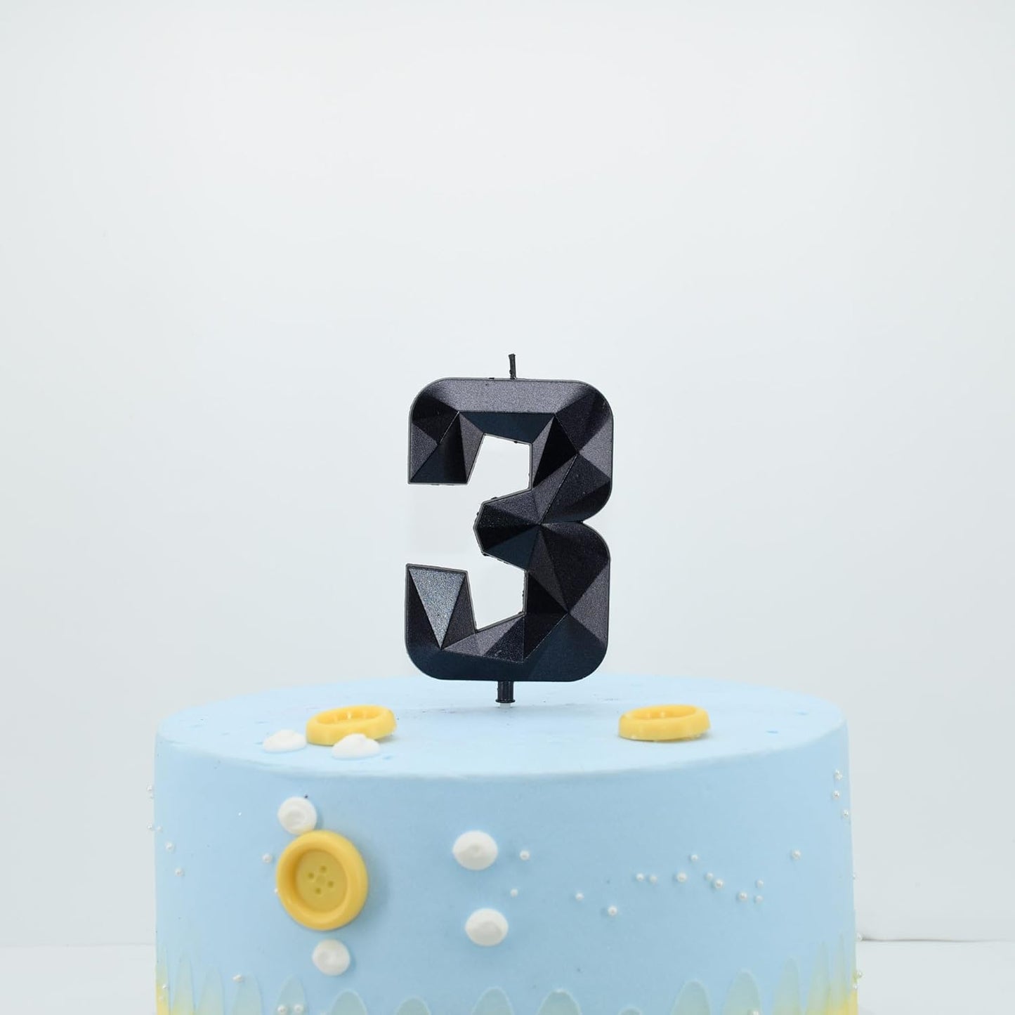 DERVENTA Large Birthday Candle Number 3D Black 3.7 inch Party Celebration Anniversary Decoration Cake Topper 1 Piece (Number 13 Black)