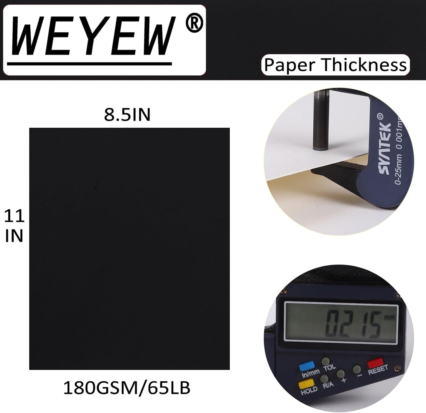 Black Cardstock 8.5 x 11 Thick Paper, 40 Sheets 65 LB/180 GSM, Cardstock Printer Paper for Invitations, Menus, Wedding, DIY Cards, Kids School Supplies