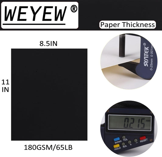 Black Cardstock 8.5 x 11 Thick Paper, 40 Sheets 65 LB/180 GSM, Cardstock Printer Paper for Invitations, Menus, Wedding, DIY Cards, Kids School Supplies