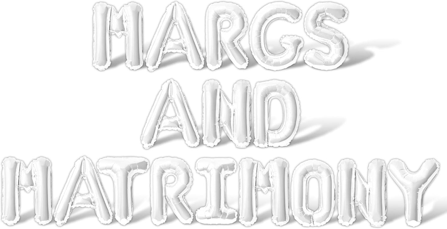Letter Balloons - MARGS AND MATRIMONY 16" Inch Alphabet Letters Foil Mylar Balloon Bachelorette Party Banner (White)