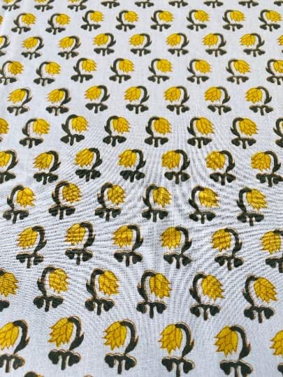 Ridhi Hand Block Print Vintage Yellow Rectangle Cotton Tablecloth 102" x 48" Reusable Table Cover Decorative Everyday Use for Dining, Farmhouse, Home Gift for Spring, Easter, Valentine