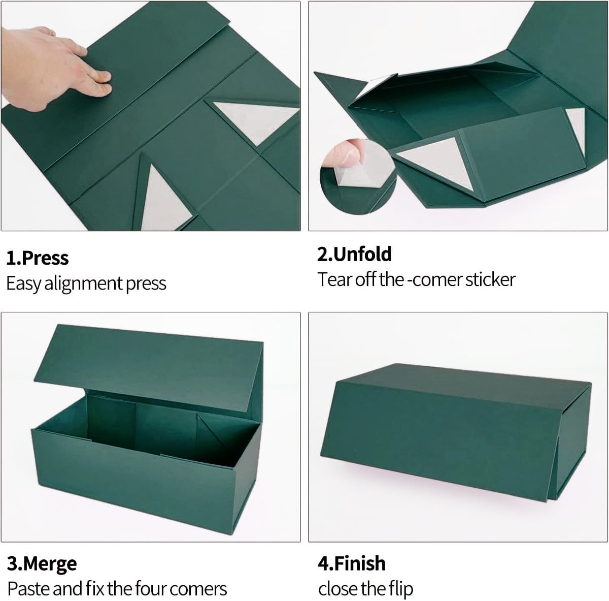 Green Gift Box 10" x 6" x 3" with Magnetic Closure Lid Gift Boxe for Presents,Bridesmaid Gifts Boxes,Cute Box,Birthday Box,Luxury for Gift Packaging, Magnetic Gift Boxe for Wrapping Gifts