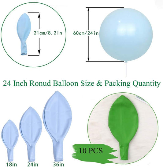 IN-JOOYAA 10Pcs 24 Inch Balloons Light Green Giant Round Balloons Large Balloon For Wedding Baby Shower Birthday Party Decorations