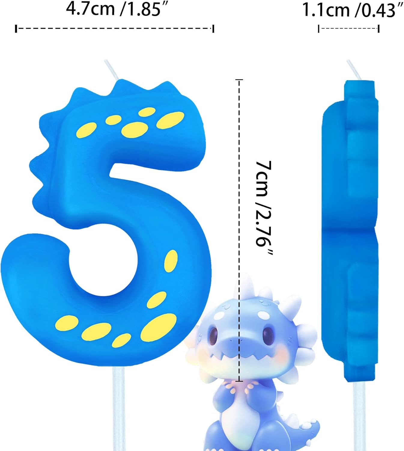 Number Birthday Candles(5 Candle Blue) Dinosaur Shape Number Happy Birthday Cake Candles for Dinosaur Birthday Party Decoration Reunions Theme Party