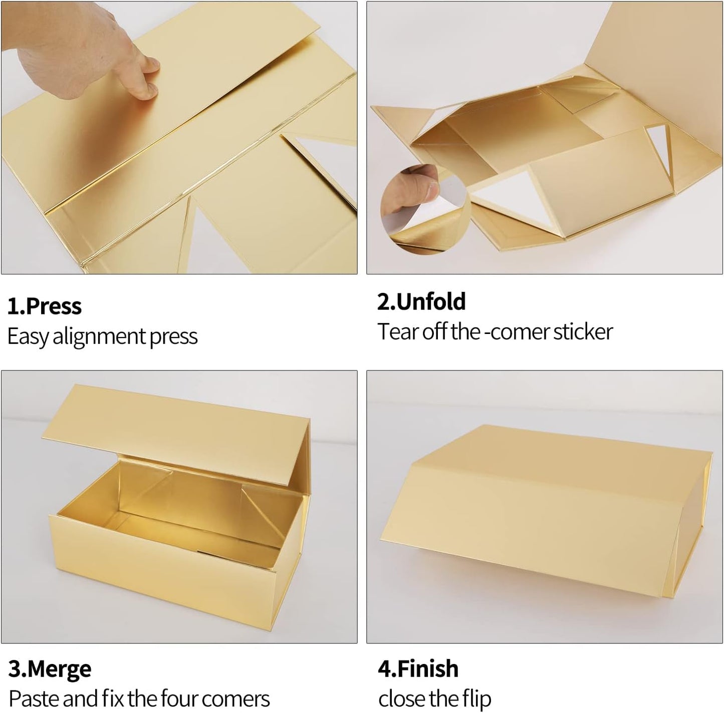 Gold Gift Box 12" x 6" x 4" with Magnetic Closure Lid Gifts Boxe for Presents,Bridesmaid Gifts Box,Cute Boxes,Birthday Gift box,Luxury for Gifts Packaging, Magnetic Gift Boxe for Wrapping Gifts (Gold)
