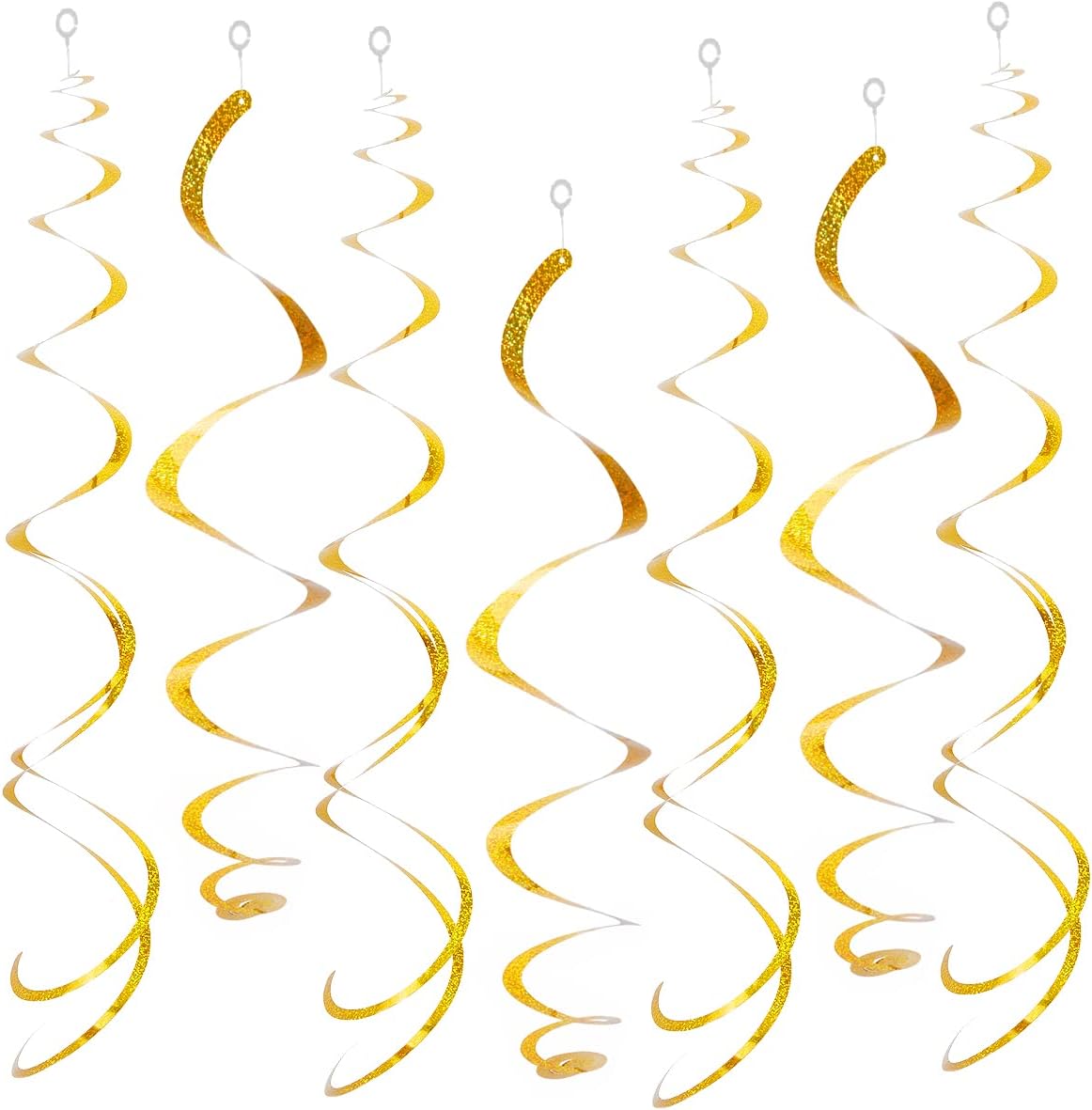 30 pcs Gold Hanging Swirl Decorations Swirls Party Decorations Plastic Party Streamer for Ceiling, 26"