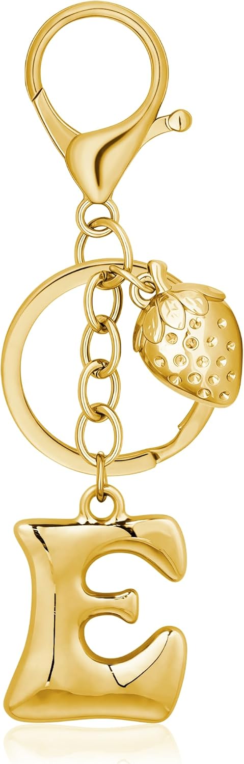 Gold Bubble Heart Initial Bag Charms for Handbags – Cute Initial Letter Keychain for Women, Purse Charms, Gold Gift
