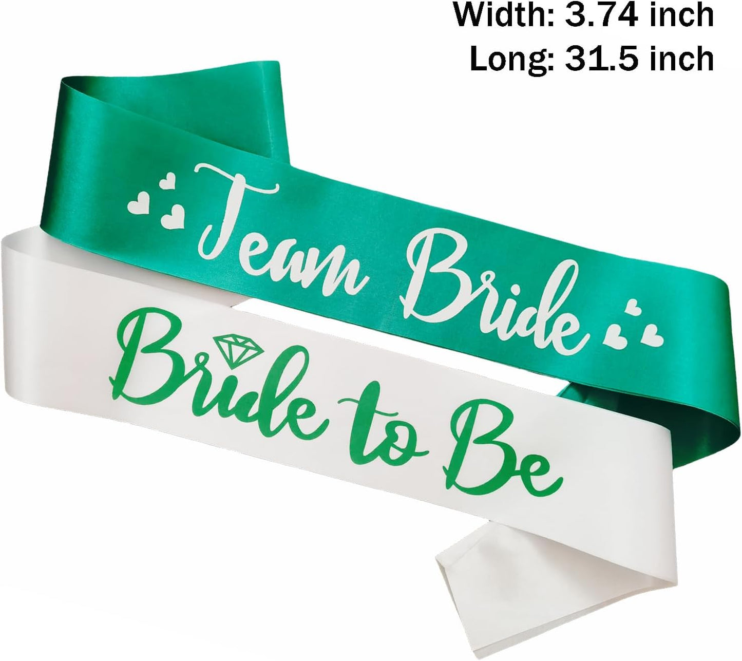 7 Pack Bachelorette Sashes Green, 1 White Bride to Be Sash and 6 Team Bride Sashes Bridal Shower Sash Fun Bridesmaid Sashes for Bachelorette Wedding Party