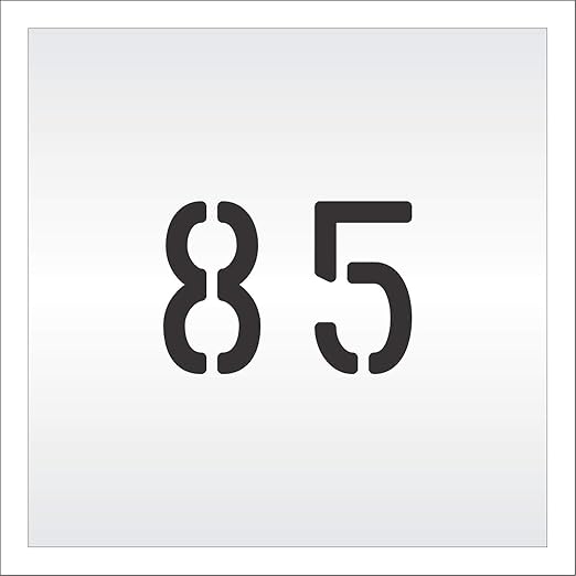 Pavement, Curb, and WheelStop Stencils - 4 inch Double Number Stencil - (85) - 4" x 5.5" x 1/8" (128 mil) - Pro-Grade