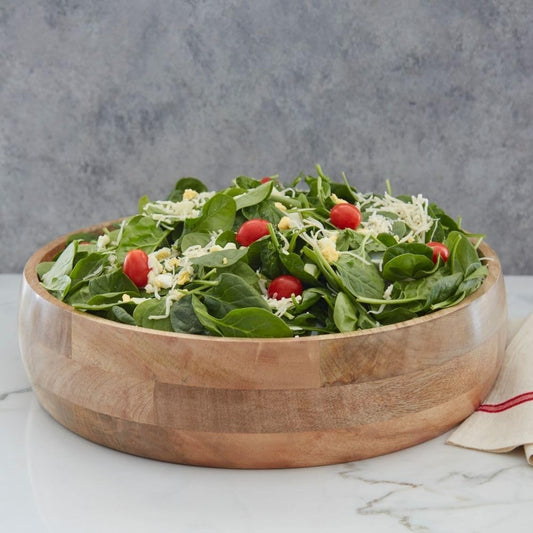Extra Large Salad Bowl, 17" Wide, Big Serving Dish for Salad, Pasta, Cut Fruit, Party, Catering, Wedding, Restaurant, Kitchen Countertop Fruit Bowl, Farmhouse Style, Mango Wood