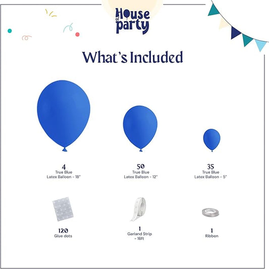 HOUSE OF PARTY Royal Blue Balloons - Royal Blue Balloon Garland Kit | 5/12/18 Inch Navy Blue Balloons for Birthday Decorations, Graduation, Christmas, Wedding and Baby Shower