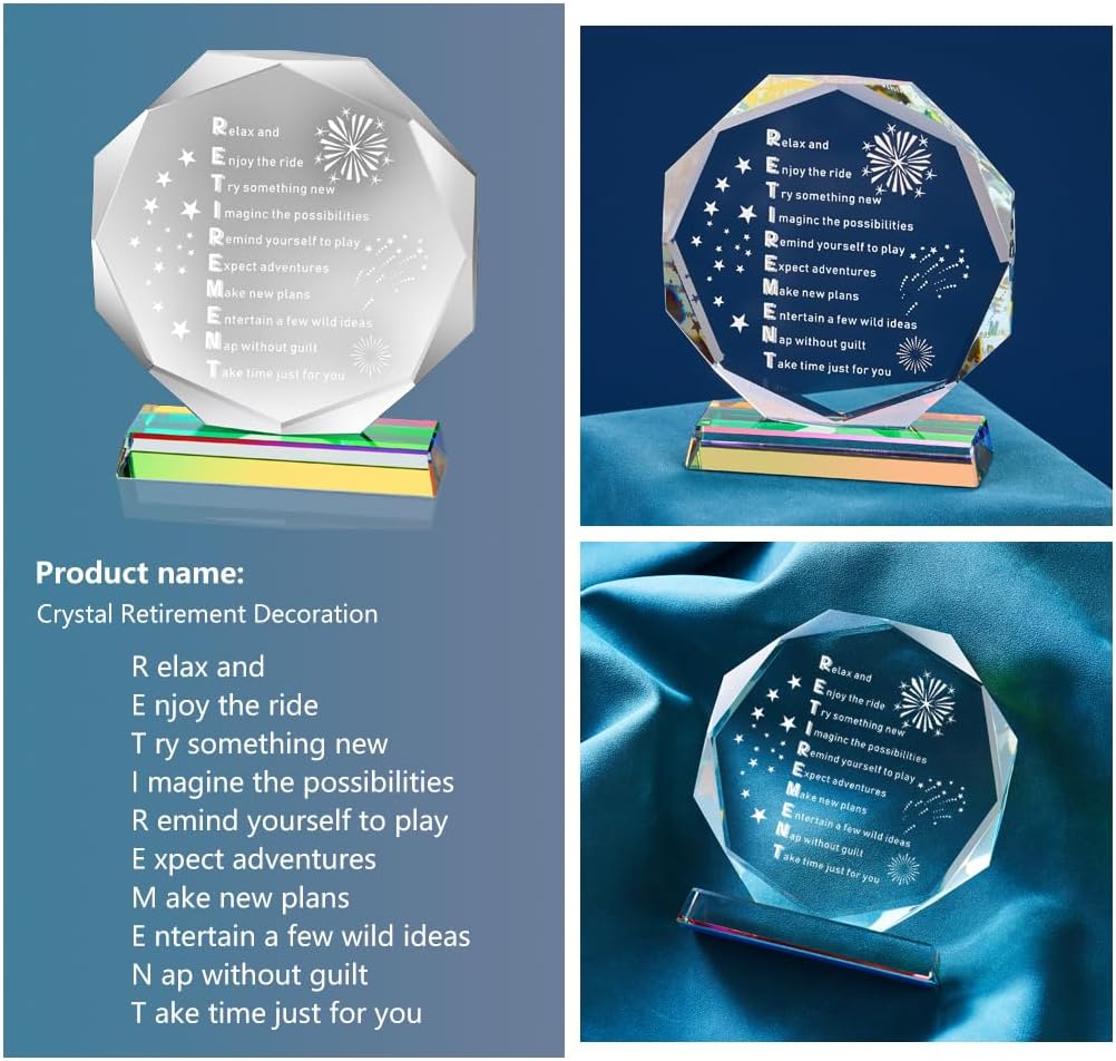 Retirement Gifts for Women, Men 2025 - Retired Plaque 2025 - Happy Retired Gift for Coworker, Boss, Employee, Teacher, Nurse, Woman, Man -Crystal Christmas Keepsake