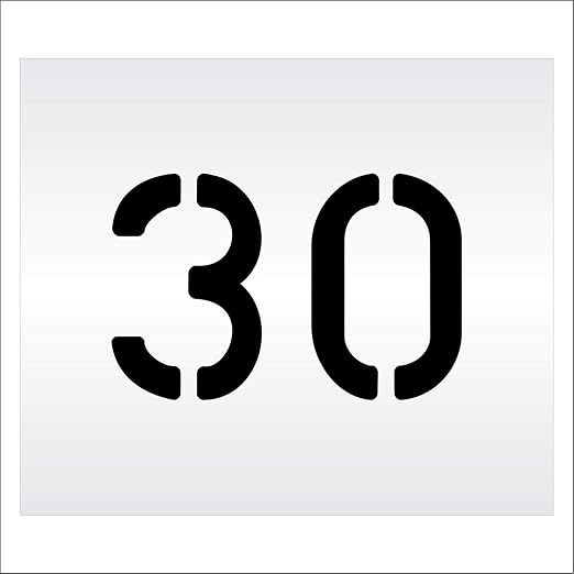 Pavement, Curb, and WheelStop Stencils - 6 inch Double Number Stencil - (30) - 6" x 9" x 1/8" (128 mil) - Pro-Grade