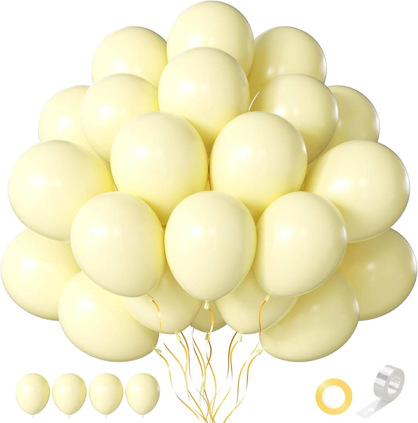 Yellow Balloons, 60 pcs Pastel Yellow Balloons 12 Inch Latex Balloon for Themed Birthday Party Decoration, Family Gathering, Summer Party, Holiday Decoration and Balloon Garland