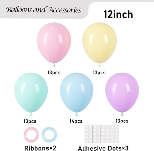Pastel Balloons, 66pack 12inch Macaron Latex Party Balloons for Graduation, Easter, Wedding, Birthday, Bridal Shower, Rainbow Party, Baby Shower, Anniversary Party Decorations