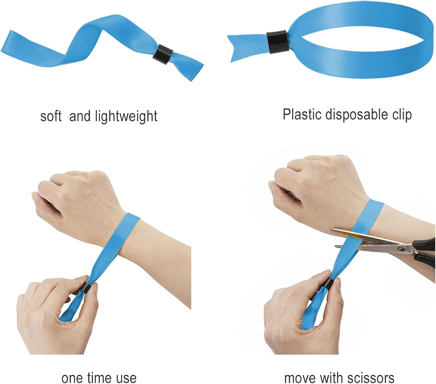 100 Pack Wrist Bands - Water Blue Wristbands for Events,Wristbands for Concerts Festival Admission Party 13.7” x 0.59”