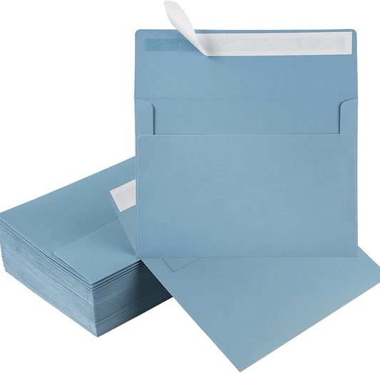 50 Pack 5 x 7 Envelopes Colored Self Seal for Wedding, Party Invitations, Greeting Cards, Announcements, Photos, 5.24 x 7.21 Inches (Dusty-Blue)