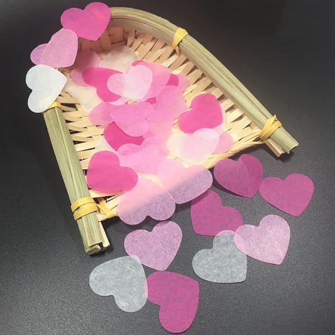 1 inch Hot Pink Tissue Paaper Heart Confetti 4000 Pieces Biodegradable Confetti Paper for Wedding Party Balloon or Table Decor