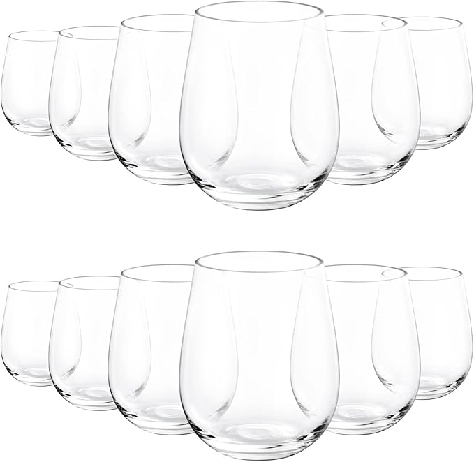 KX-WARE Unbreakable 18-ounce Acrylic Stemless Wine Glasses, set of 12 Clear