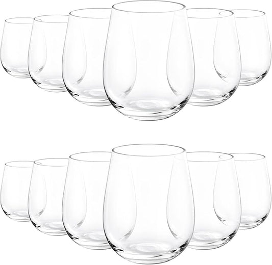 KX-WARE Unbreakable 18-ounce Acrylic Stemless Wine Glasses, set of 12 Clear