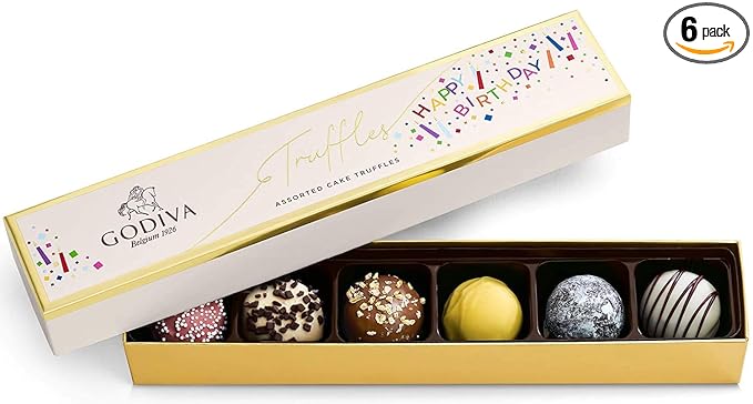 Godiva Chocolatier Birthday Truffles Assorted Chocolate Gift Box, 4.09 Oz (Pack of 6)