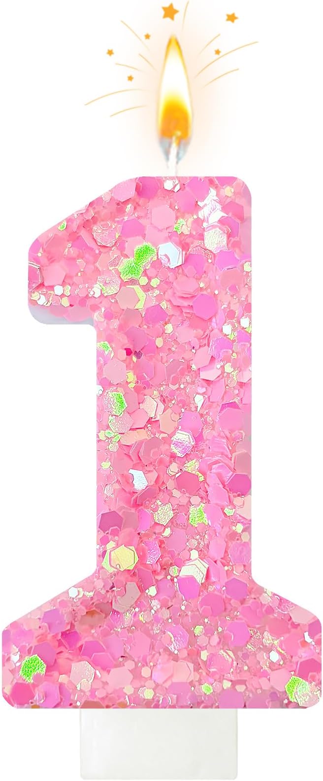 Zailo Birthday Number Candles, Glitter Number Candle Cake Decorations with Sequins, Cupcake Decorations for Girls, Women, Party Anniversary Celebrations (Number 1, Light Pink)