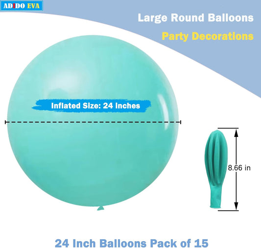 15Pcs 24 Inch Balloons Teal Blue Giant Round Balloons Large Balloon for Festival, Christmas, Birthday Party Decorations
