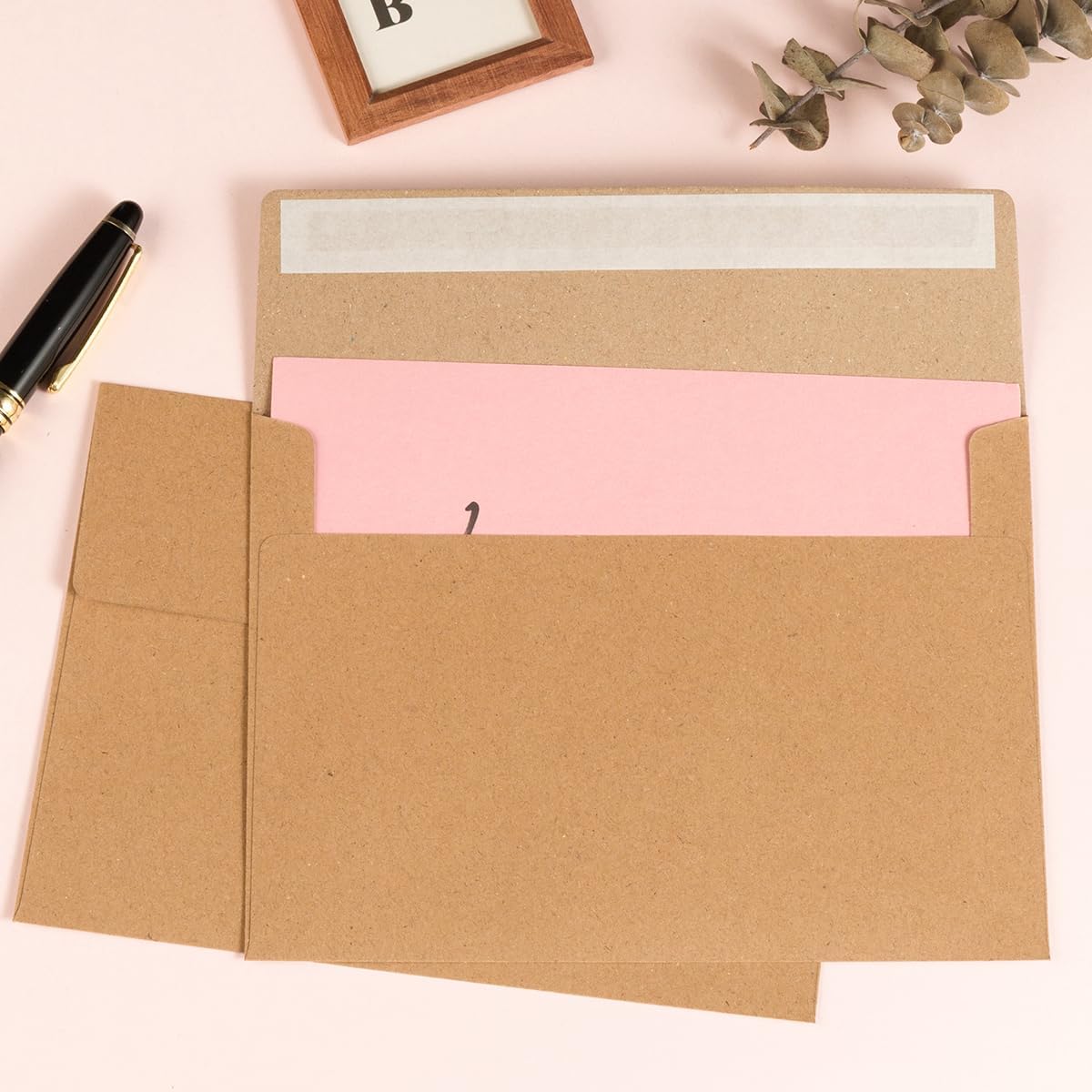 50 Pack 5 x 7 Envelopes Brown Self Seal for Wedding, Party Invitations, Greeting Cards, Announcements, Photos, 5.24 x 7.21 Inches (Brown)