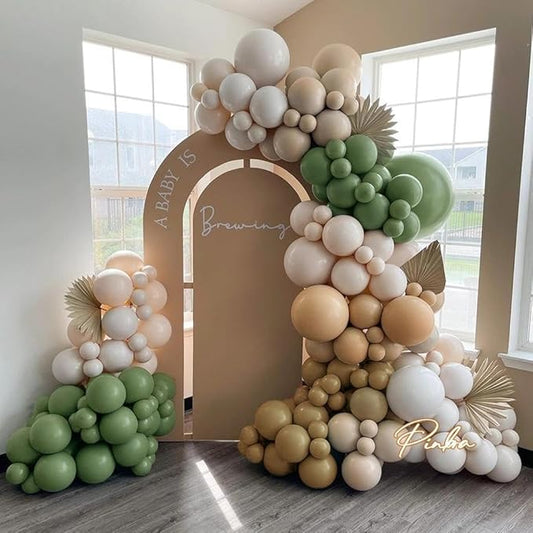 Double Stuffed Sage Green Balloons Retro Olive Green Balloon Garland Kit Different Sizes 18/12/5 Inch Pastel Avocado for Birthday Baby Shower Wedding Jungle Safari Spring Party Decoration