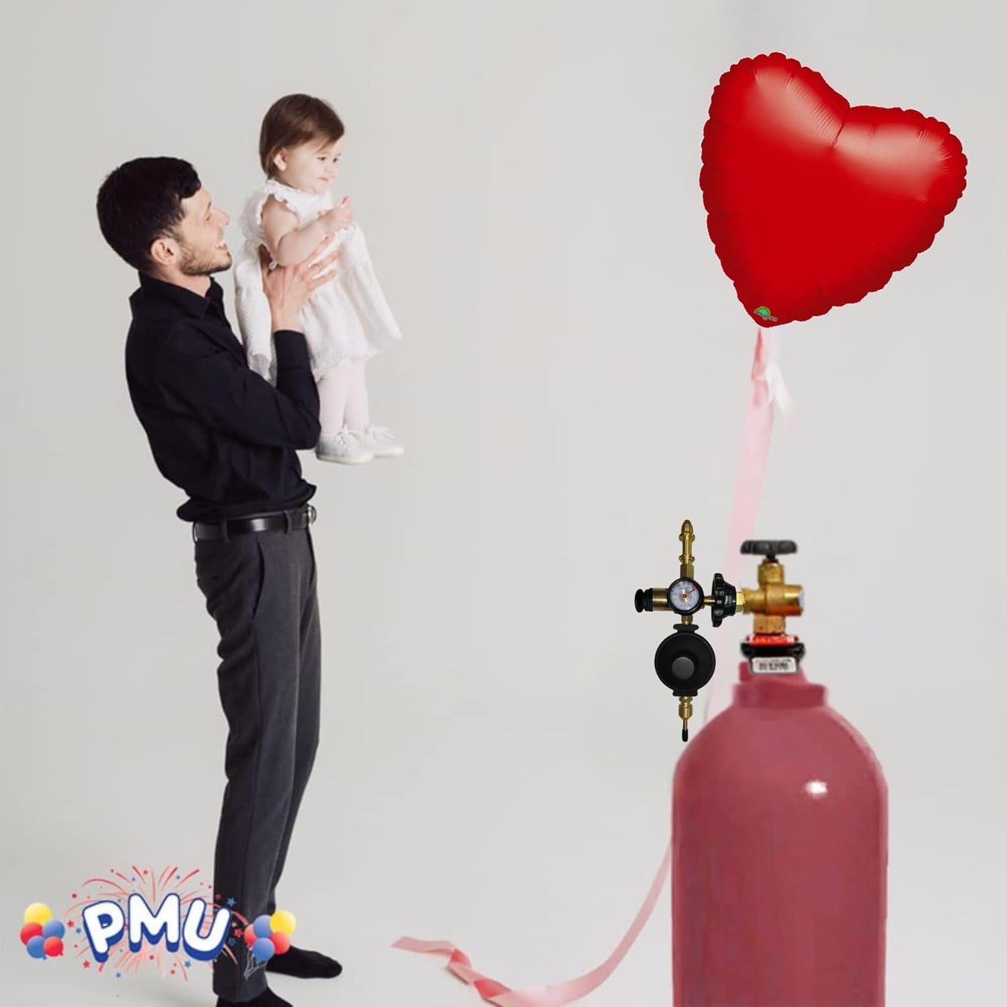 PMU Helium Saver Balloon Helium Dual Foil/latex Inflator with Ribbon String Cutter (Automatic Shut-off for Foil Balloons- 60/40 Air Mix Gas Saver for Latex Balloons) Pkg/1