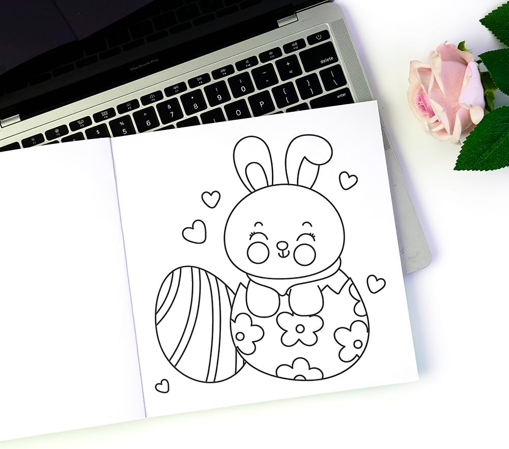 Adorable Coloring Book for Kids Ages 4–8: 40 Unique Single-Sided Pages to Prevent Bleed-Through | Thick Paper for Markers & Crayons | Screen-Free Learning Fun & Family Creative Gift (Happy Easter)