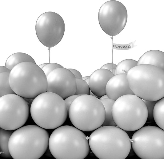 PartyWoo Gray Balloons 50 pcs 5 Inch Small Mini Matte Grey Latex Balloons for Baby Shower Gender Reveal Graduation Woodland Wedding Anniversary Elephant Birthday Party Decorations Gray-Y71