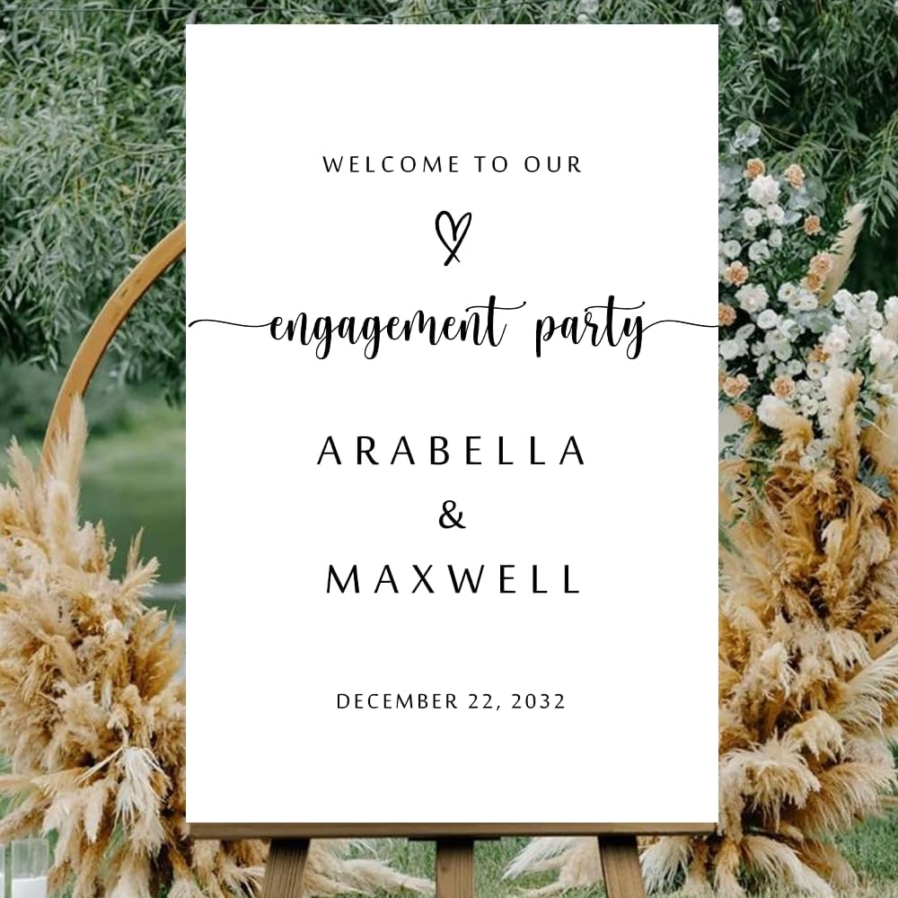 Personalized Engagement Welcome Sign – Minimalist Engagement Party Yard Sign – We’re Engaged Signs – Engagement Party Decorations for Couple - She Said Yes! (Version 7)